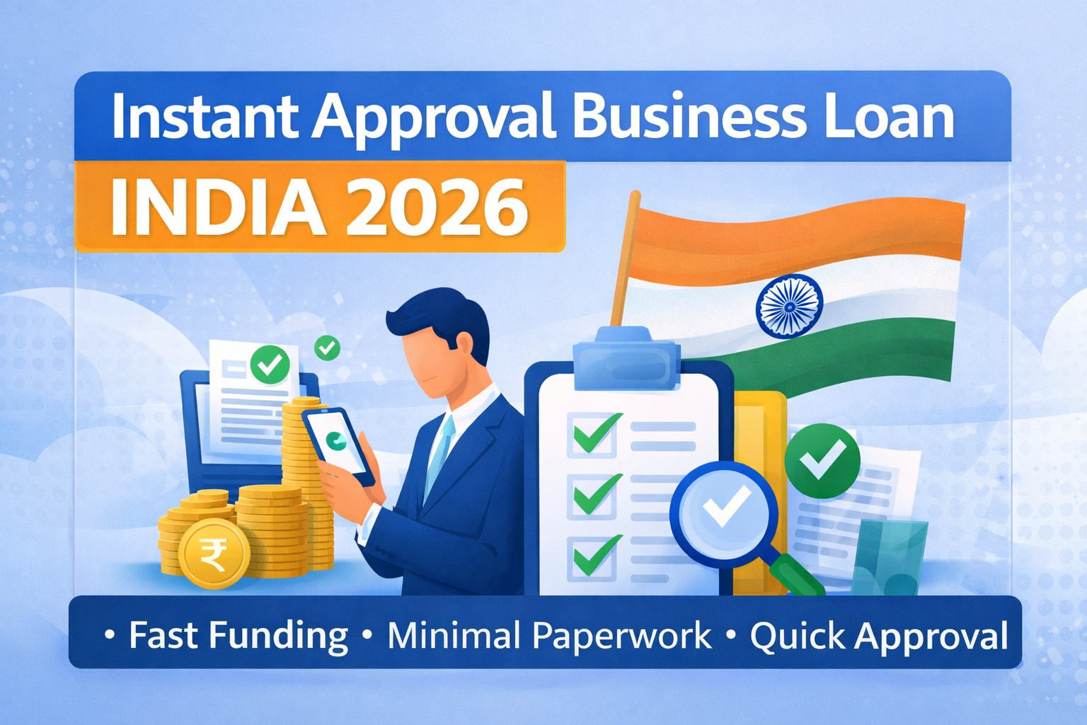 Instant approval business loan in India 2026 with fast funding, minimal paperwork, and quick approval for MSMEs