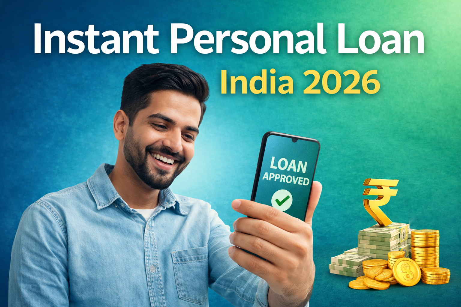 Instant personal loan approval in India 2026 showing loan approved on mobile with fast disbursal and minimal documentation