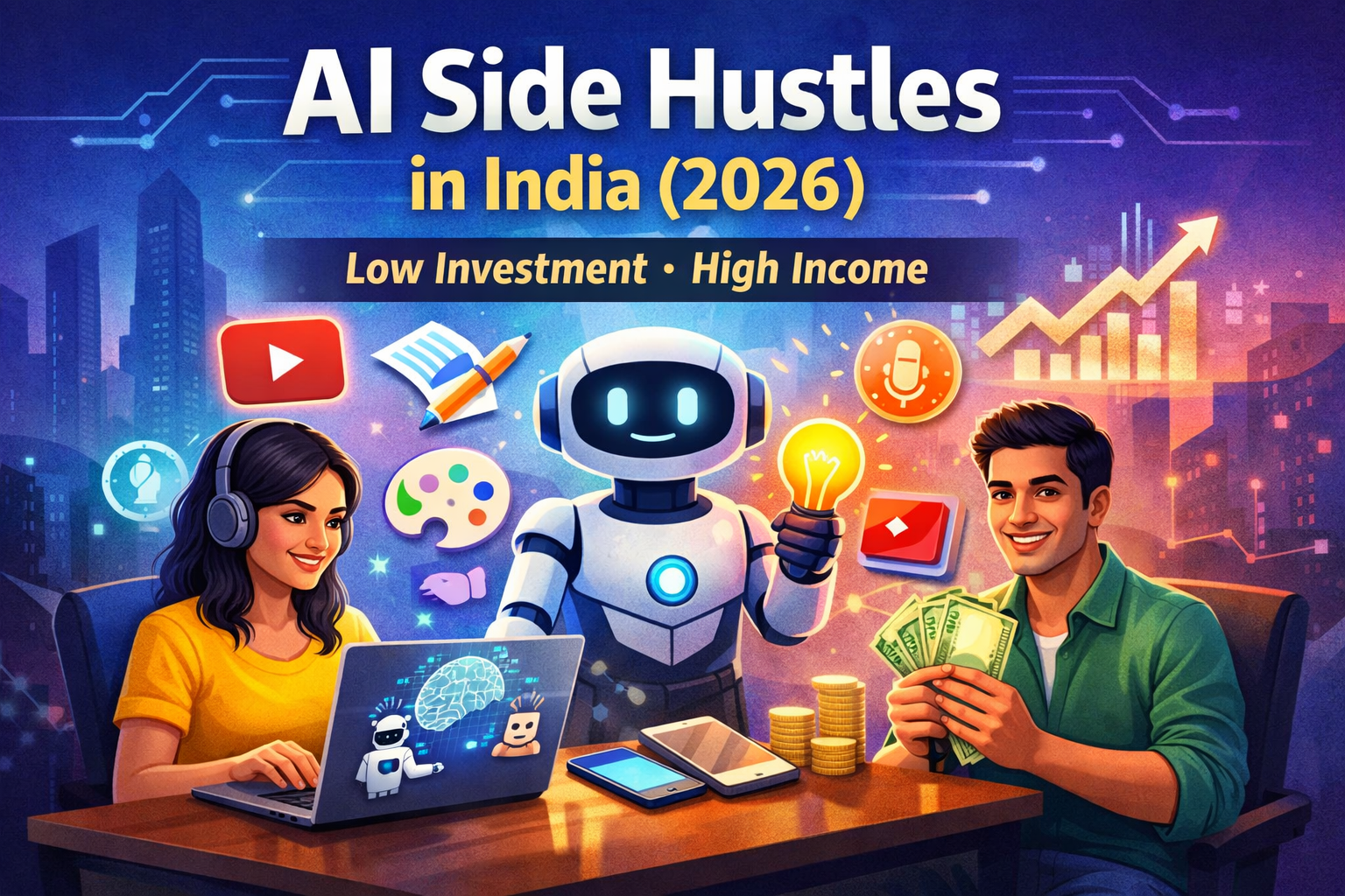 AI side hustles in India 2026 for earning money online using artificial intelligence