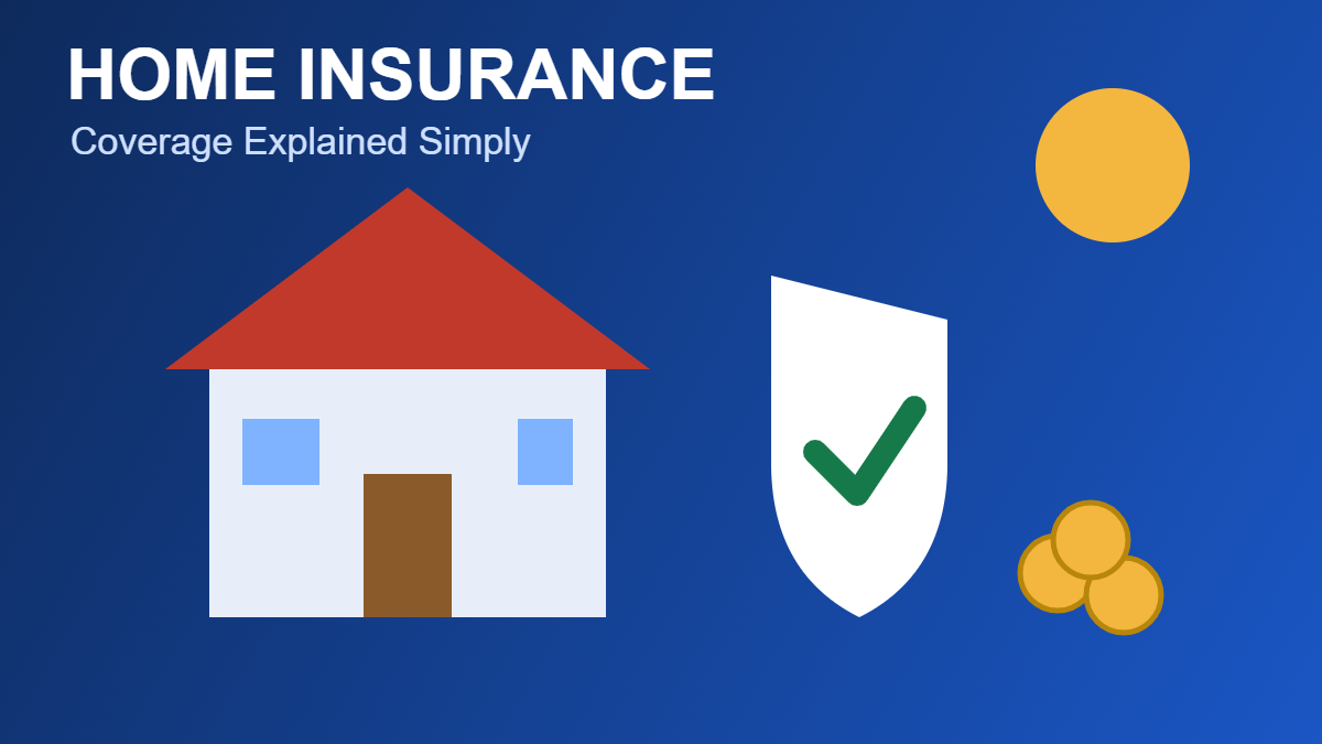 House with a shield and coins representing how home insurance works